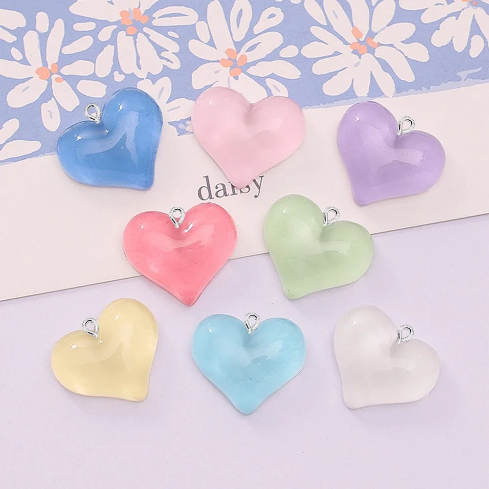 

10PCS 15x15mm Clear Cute Heart Series Flat Back Charms For Earrings Bracelet Hairpin DIY Jewelry Pendants Decoration Accessories