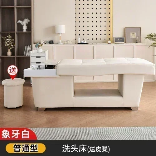 Cadeira de shampoo para terapia premium, circulação de água, fumigação, salão de beleza, barra de lavagem facial, massagem, cama de limpeza de ouvido