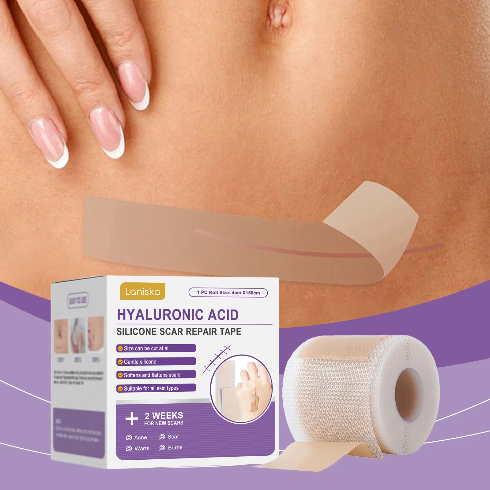 Silicone Scar Care Patch, Daily Gentle Skin Care, Smooth Texture, Mild & Skin-Friendly, Comfortable Invisible Skin Patch