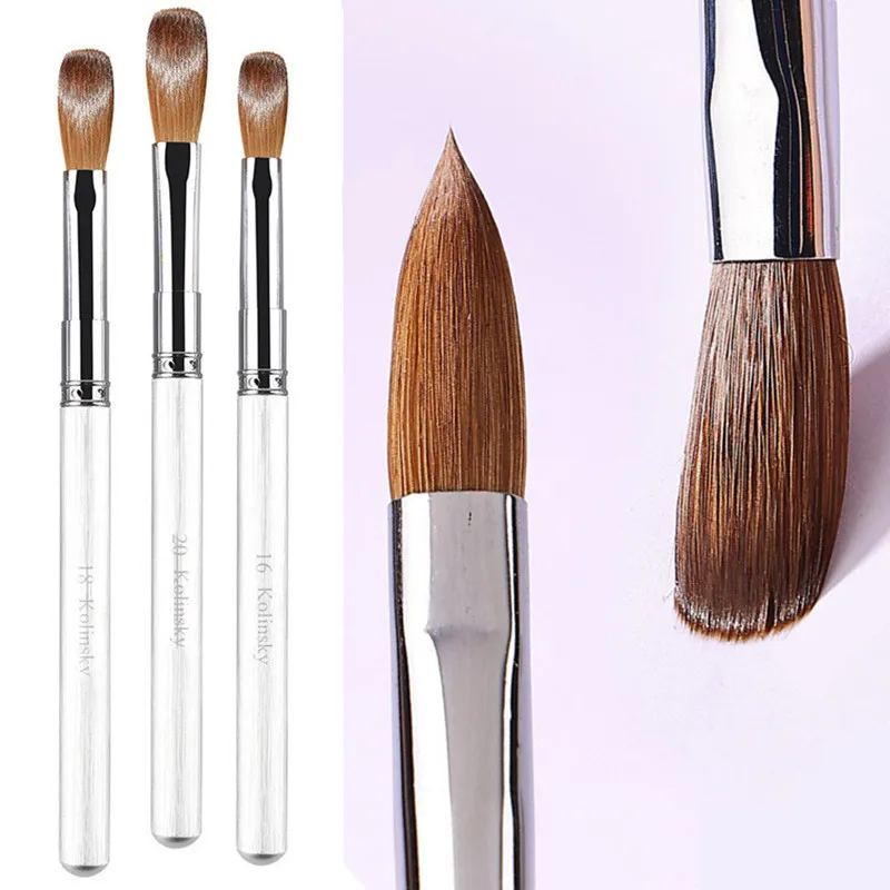 

1 шт., кисть для дизайна ногтей Kolinsky Sable, акриловая УФ-гель-ручка для наращивания, лак для ногтей, кисть для рисования 8 # -20 #