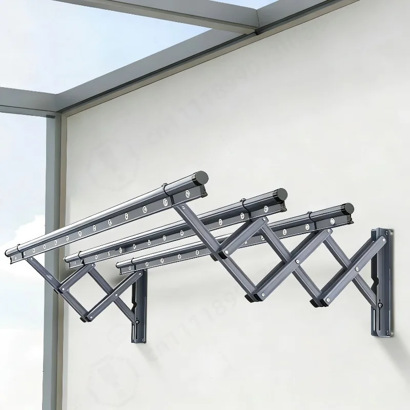 Telescopic Clothes Rack, Foldable Outdoor Balcony Laundry Hanger, Window Retractable Clothes Drying Rod