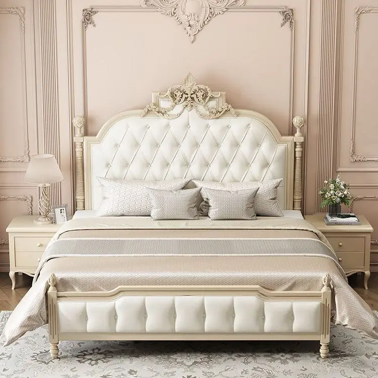 American light luxury solid wood bed 1.8 meters double bed 1.5 meters modern simple master bedroom French princess