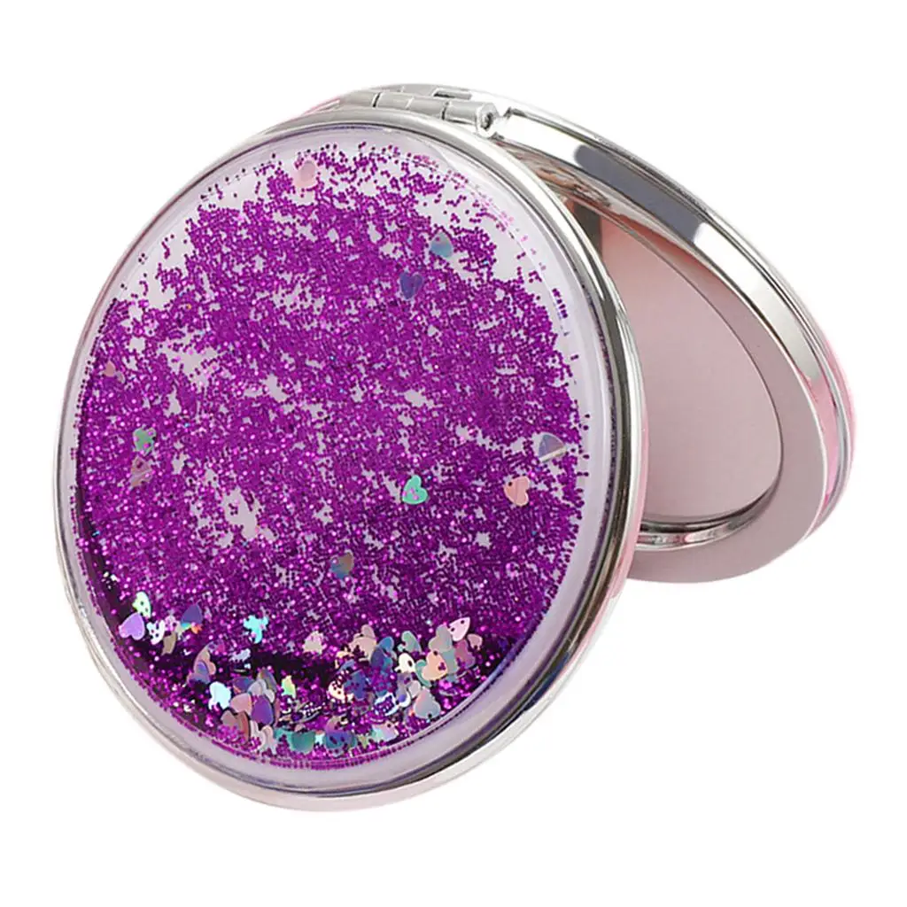 Espelho ampliado de maquiagem de bolso compacto dobrável de 3 '' espelho HD de dupla face