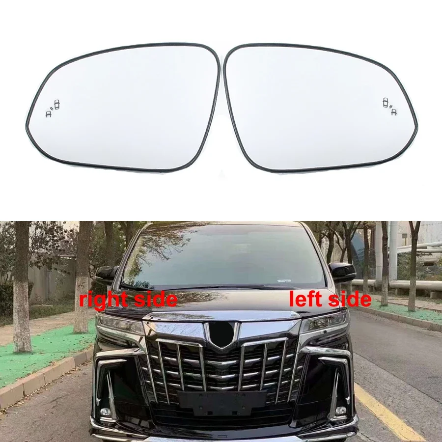 

For Toyota Alphard Vellfire 2018-2023 Car Rearview Mirrors Glass Door Side Mirror Lens Heating with Blind Spot Light Pattern