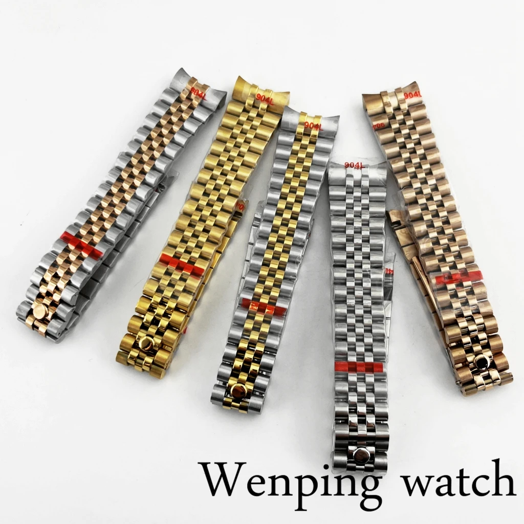 New 20mm President Bracelet 904L Stainless Steel Screw Links Band Folding Buckle Watch Strap Watch Assembly Accessories Parts