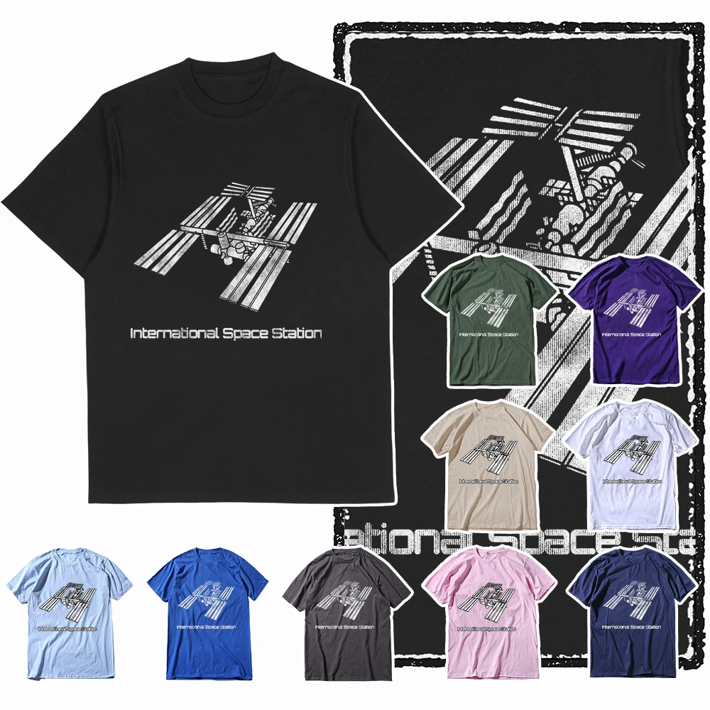 Coolmind Z1150 estación espacial internacional ISS impreso gráfico exclusivo hombres camiseta 100% algodón camiseta para hombres