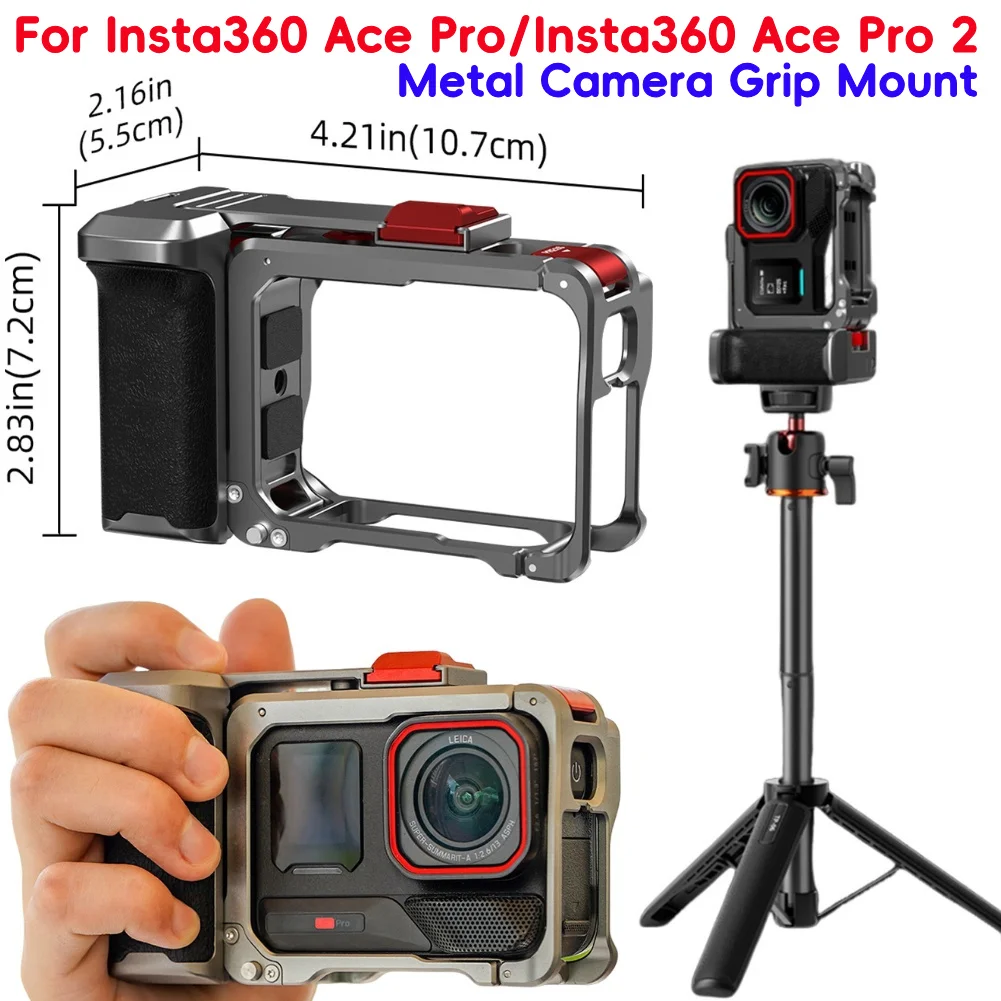 

Для Insta360 Ace Pro/2 металлическая ручка для камеры, уличная ручка, быстросъемная клетка для видеоблога, защитная рамка, аксессуар