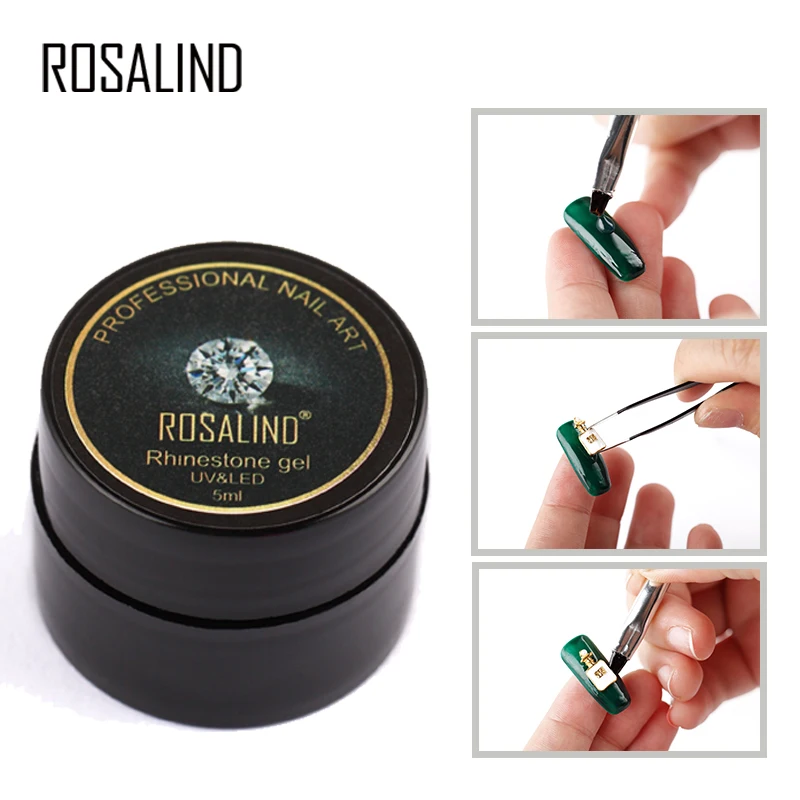 ROSALIND 5ml Jelly Rhinestones Gel Nail Polish Adhesive Glue Nail Art Design Decoration Semi Permanent Top Base Coat Bubble Gel
