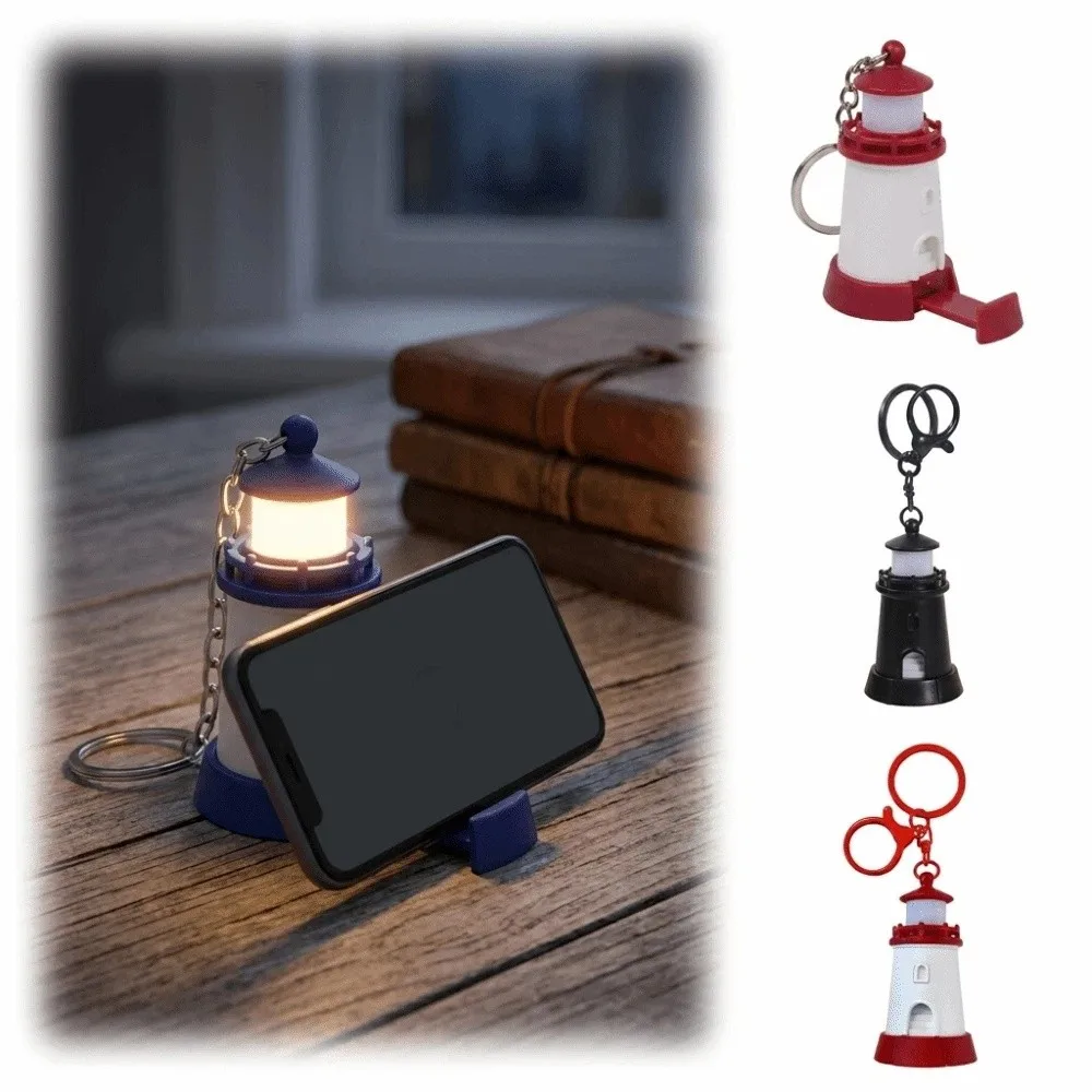 Luminous Lighthouse Keychain LED Light Up Mobile phone stand LED Lightup Keychain Night Light Keychain