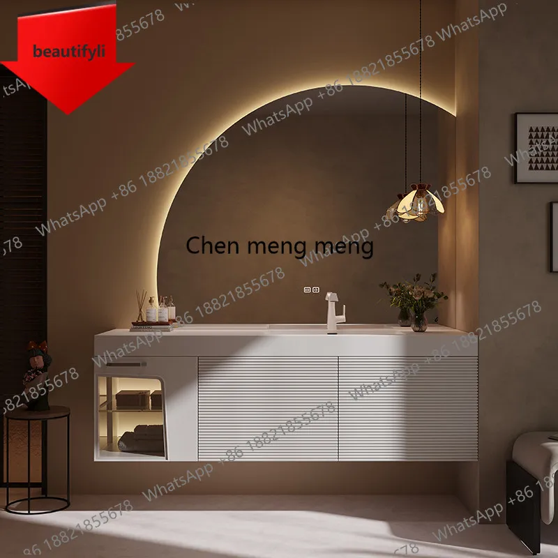 a50 Oak Bathroom Vanity And Washbasin Combination Integrated Seamless Slab Stone Sink 2026 New Model for Home Improvement