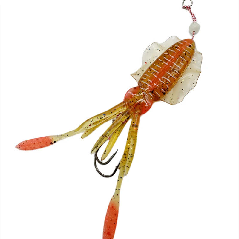 Falda de calamar y pulpo para pesca a atún, anzuelo de asistencia luminoso/UV, plantilla de calamar, cabeza de plomo de pulpo marino, señuelo suave de Jigging lento
