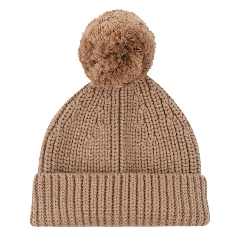 

652F Knitted Winter Warm Hat Baby Hat Cotton Elastic Crochet Hat with Pompoms Bonnet Caps for Newborn Toddler 0-6 Month