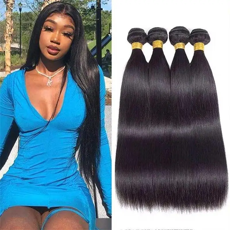 Soft Straight Bundles Human Hair Brazilian Remy Hair Weave Bundles 1/3/4 PCS Natural Black 14-30 Inch Hair Extensions