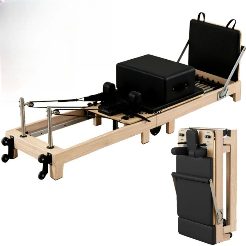 Sturdy Back Pain Relief Solid Oak Fold up Pilates Reformer with Jump Board & Box Low MOQ by Jereathy Pilates Machine