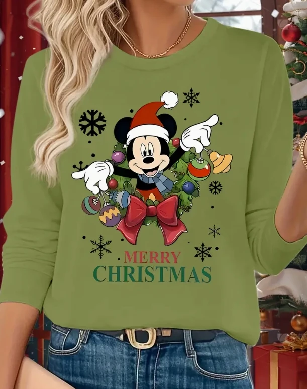 تيشيرت ديزني بأكمام طويلة لكل من الرجال والنساء، جميل ومتعدد الاستخدامات، عصري وبأسعار معقولة، قميص يجب اقتناؤه