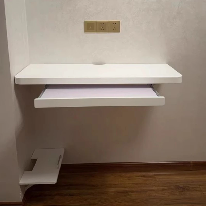 ‌ مكتب حائط زاوية للمساحات الصغيرة - طاولة كمبيوتر عائمة قابلة للطي موفرة للمساحة، محطة عمل مريحة للمكتب المنزلي مع مساحة تخزين