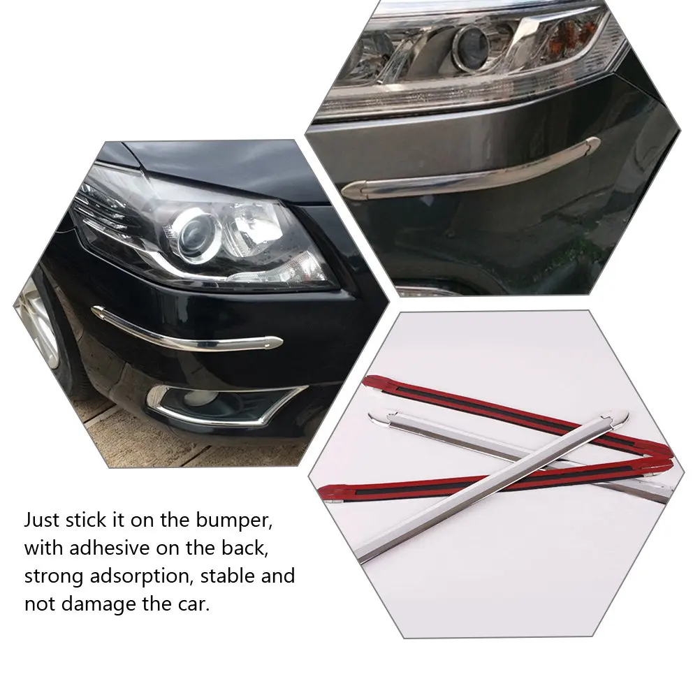 4Pcs Automobile Bumper Anti-Collision Strip Flat Smooth Edges Scratch Resistant Car Bumper Protector Adhesive Exterior Car