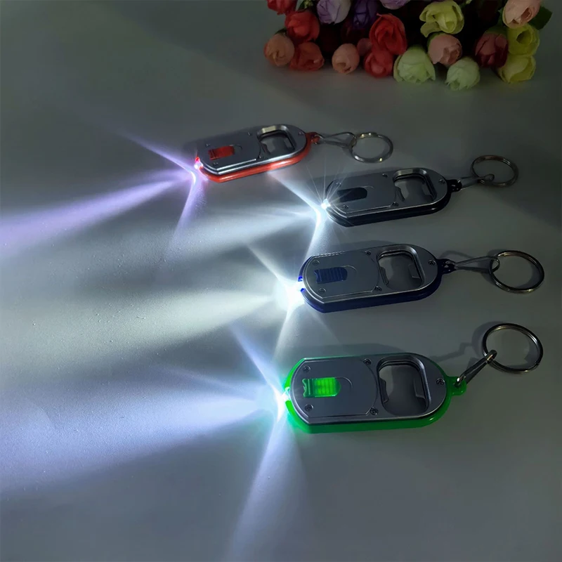 LED Bottle Opener Multifunctional Illuminated Mini Flashlight Keychain Pendant Gift Accessories