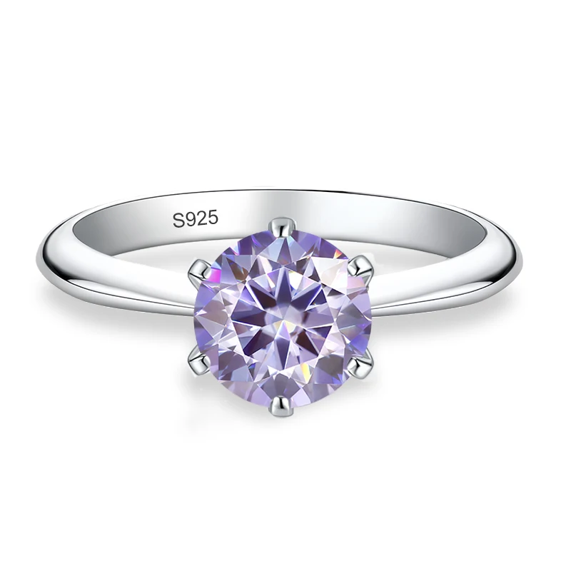 NeeTim 0,5 карата 1 карат 2 карата 3 карата Синий Розовый Фиолетовый Черный Муассанит Кольца для женщин Стерлинговое серебро 925 пробы Обручальное кольцо для свадебной вечеринки Женское кольцо