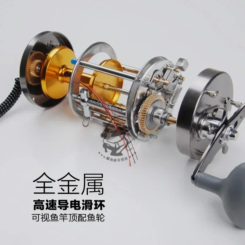 Visual Anchor Fish Reel 7000 Full Metal Drum Fishing Reel Fish Finder Remote Caster Sight Left and Right Hand