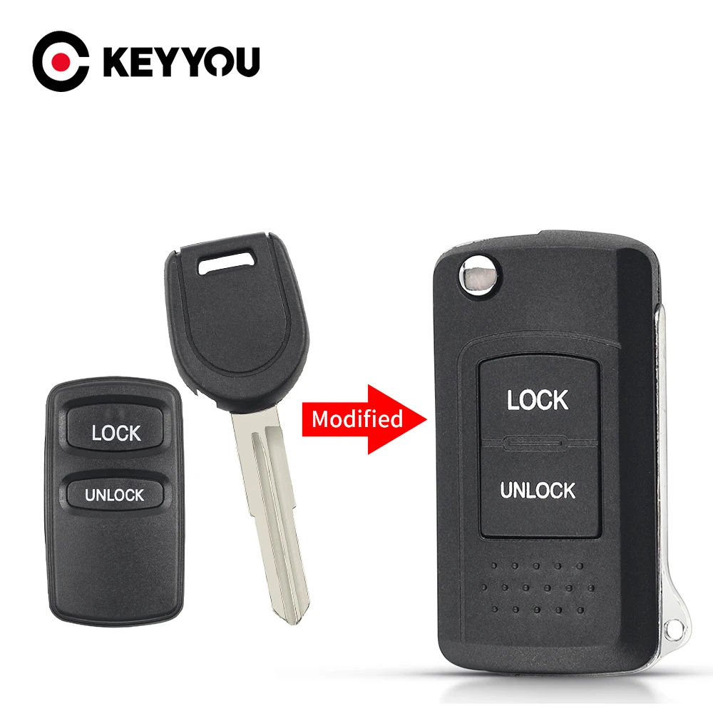 

KEYYOU Modified Remote Car Key For Mitsubishi Lance Outlander Endeavor Eclipse Galant Diamante Montero Sport 2 Buttons Flip key