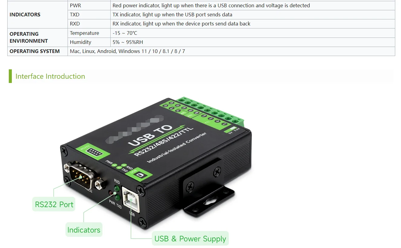 USB-zu-RS232/RS485/RS422/TTL-Konverter, industrieller Isolationstyp, FT232RNL-Chip-Schema – Detail 3