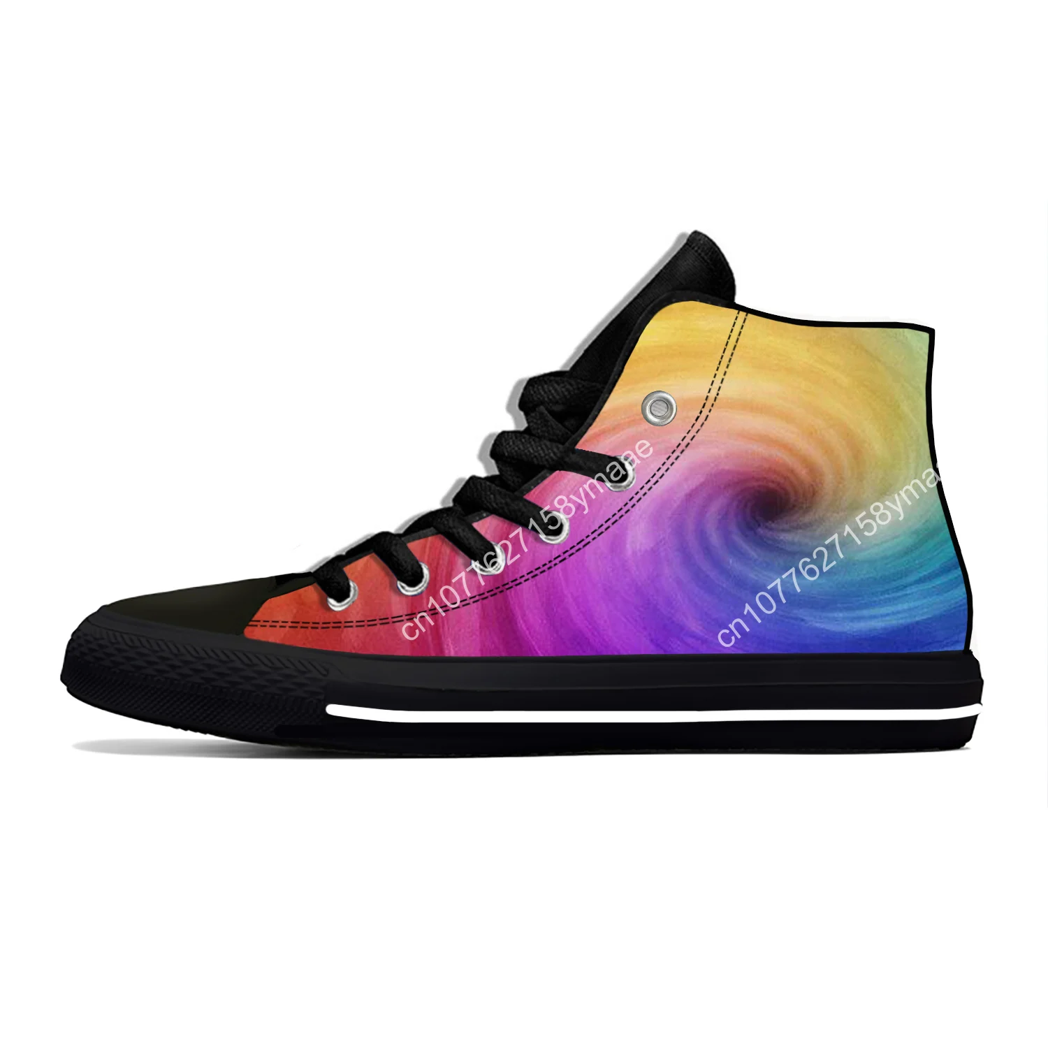 Hot Colorful Vortex Tie Dye Swirl Abstract Rainbow High Top Canvas Shoes Men Women Casual Breathable Sneakers Latest Board Shoes