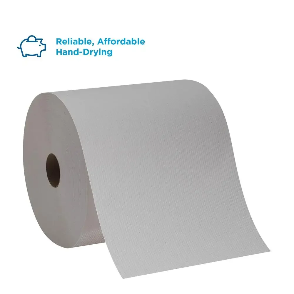 High Capacity Recycled Paper Towel Roll 800ft/roll 6 Rolls per Case Universal Absorbent Dispensers Sustainable 1-Ply Design