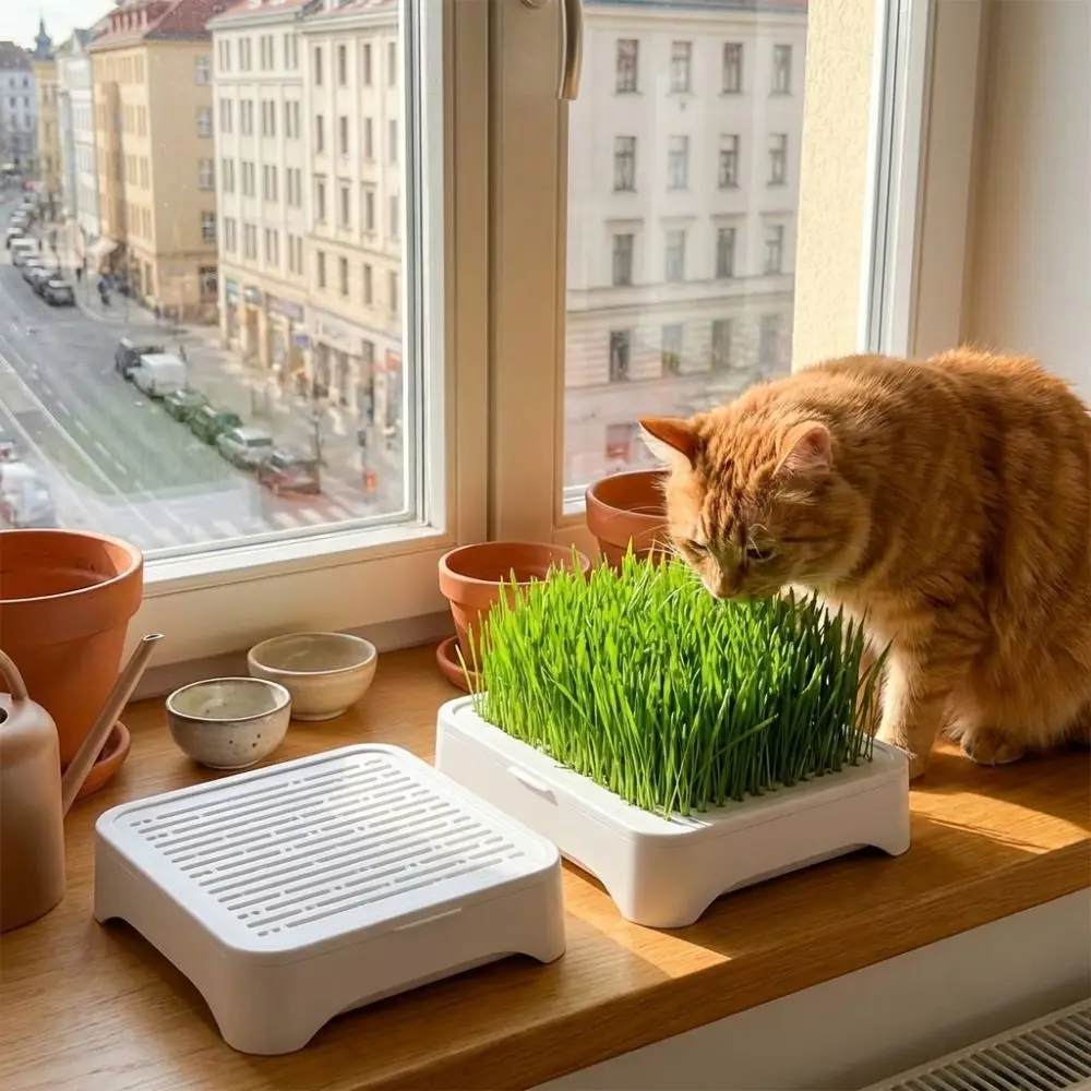Plastic Cat Grass Planter Anti-Pull Out Growth System Hydroponic Tray 3 Layer Cultivation Pot Growth Planter Home Gardening