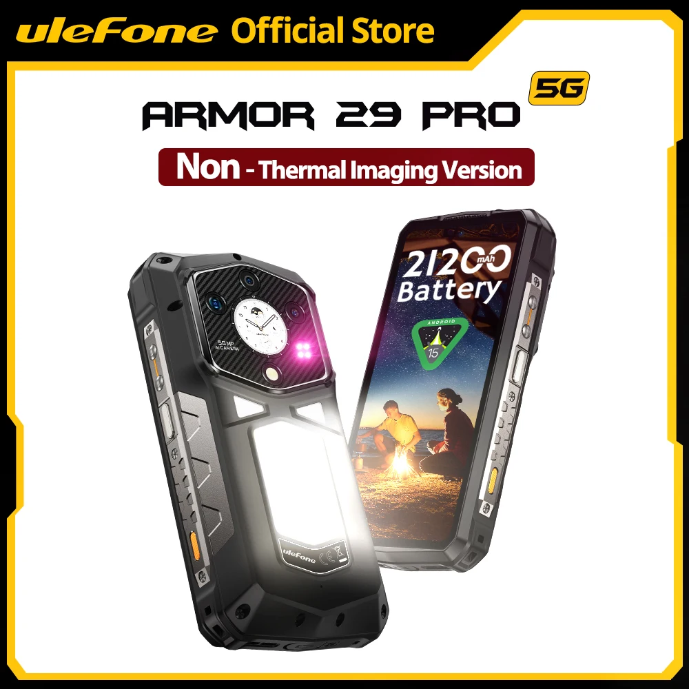 Ulefone Armor 29 Pro 5G AI robuuste telefoon 21200 mAh 120 W 64 MP nachtzicht 6,67 inch 120 Hz tot 32 GB + 512 GB mobiele MTK-afmeting 7400