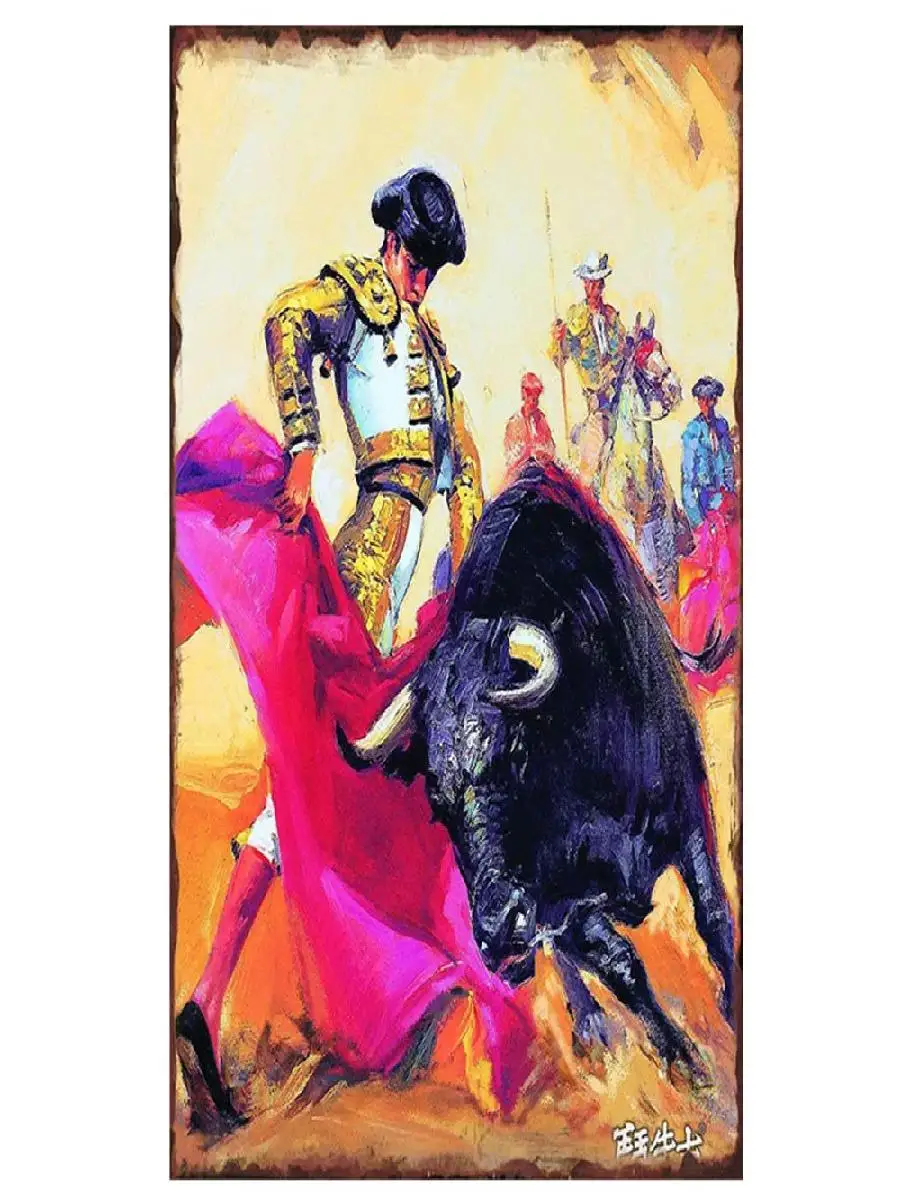 Vintage Spanish Bullfighter Poster with Passionate Girl  Retro Metal Tin Signs for Pub  Home Wall Decor xcm