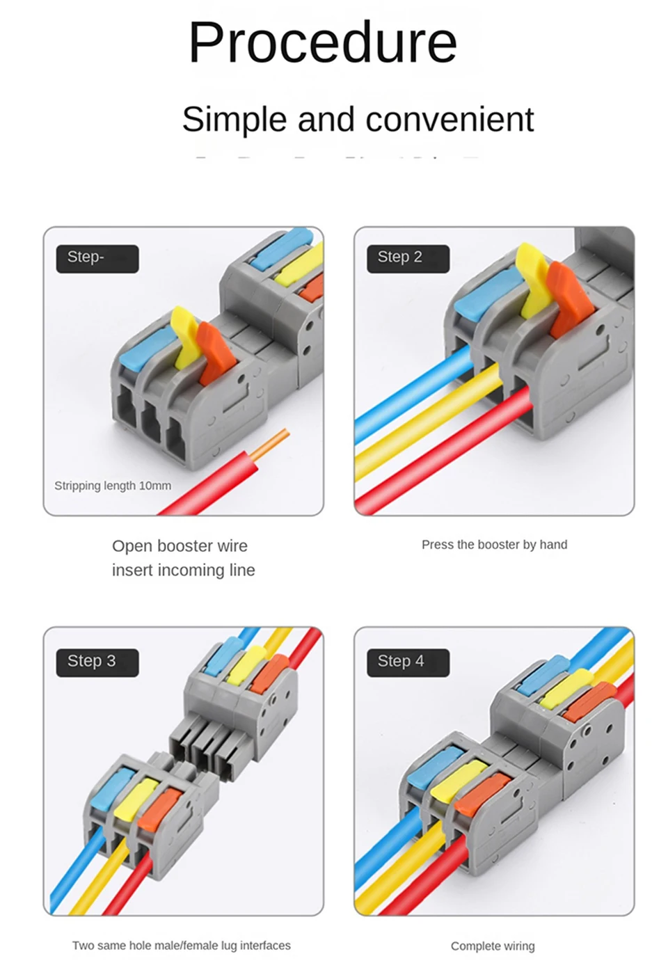 10PCS Docking Mini Schnell Draht Stecker Universal Kompakte Elektrische Verdrahtung Anschlüsse Push-in Butt Leiter Terminal Block – Detail 7