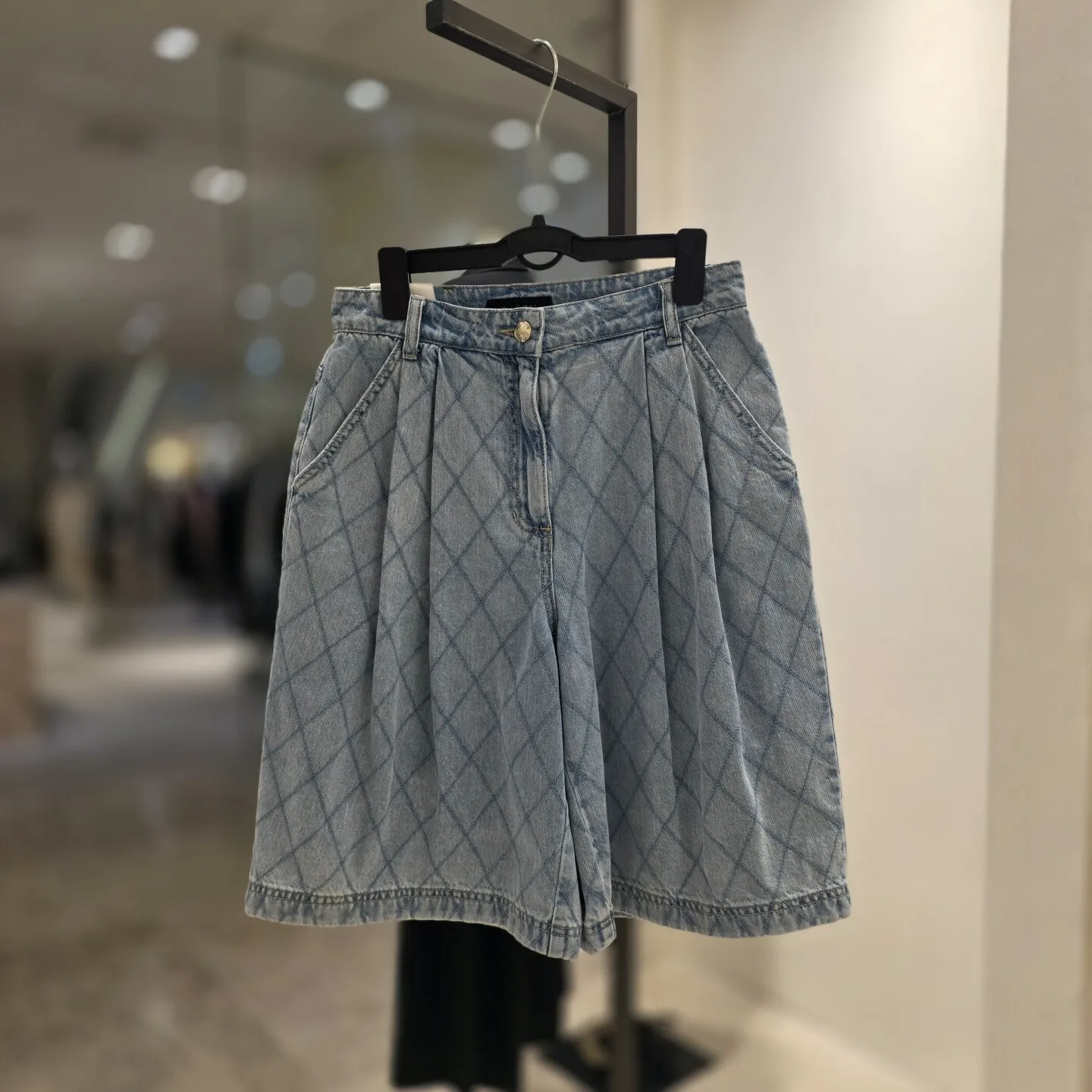 High Waist Commuter Casual Diamond Embroidery Stitching Process Denim Short Pants Women's Straight Leg Cotton Summer Shorts