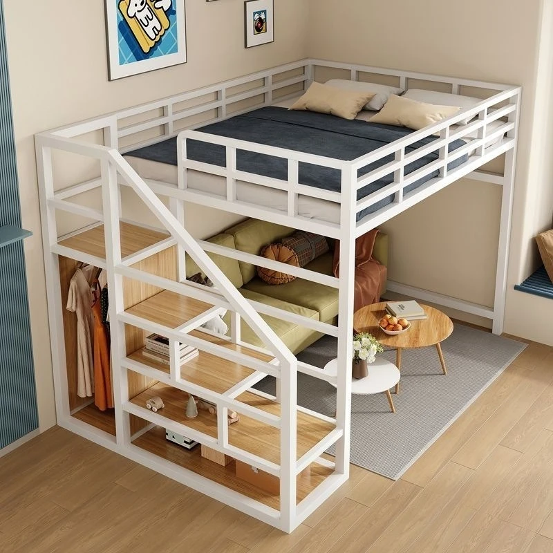 Functional space suspended raised bed frame second floor loft steel frame hammock