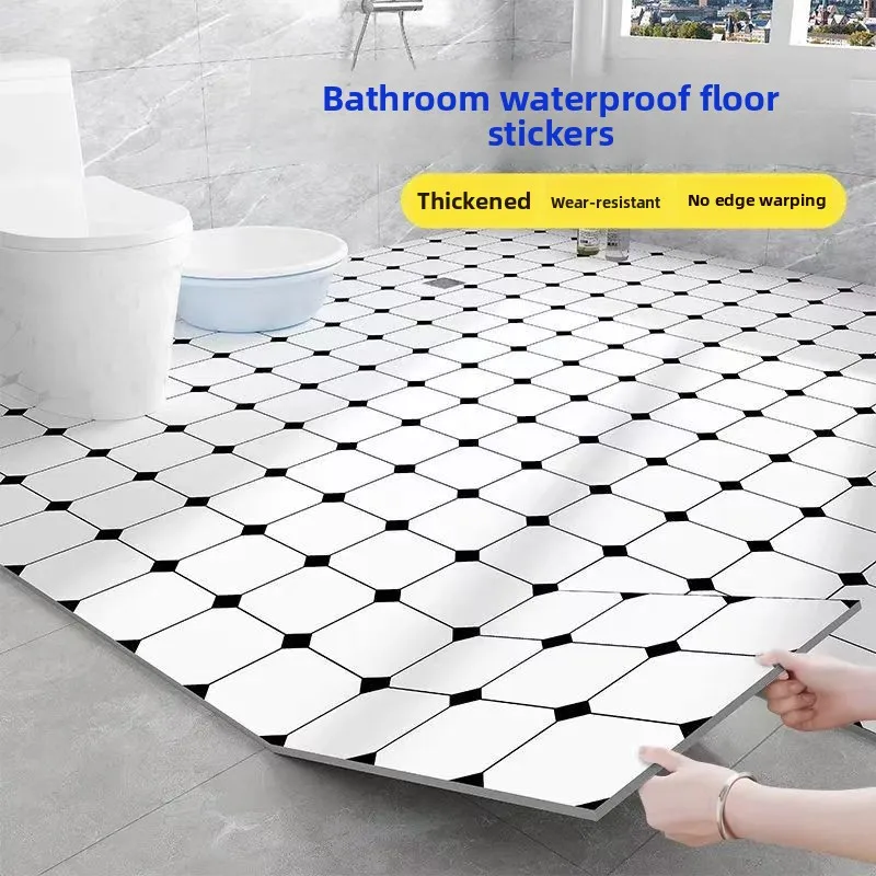 10PCS PVC Self Adhesive Waterproof Floor Tile for Bathroom Balcony Stone Plastic Plank Easy Install Durable Home Renovation