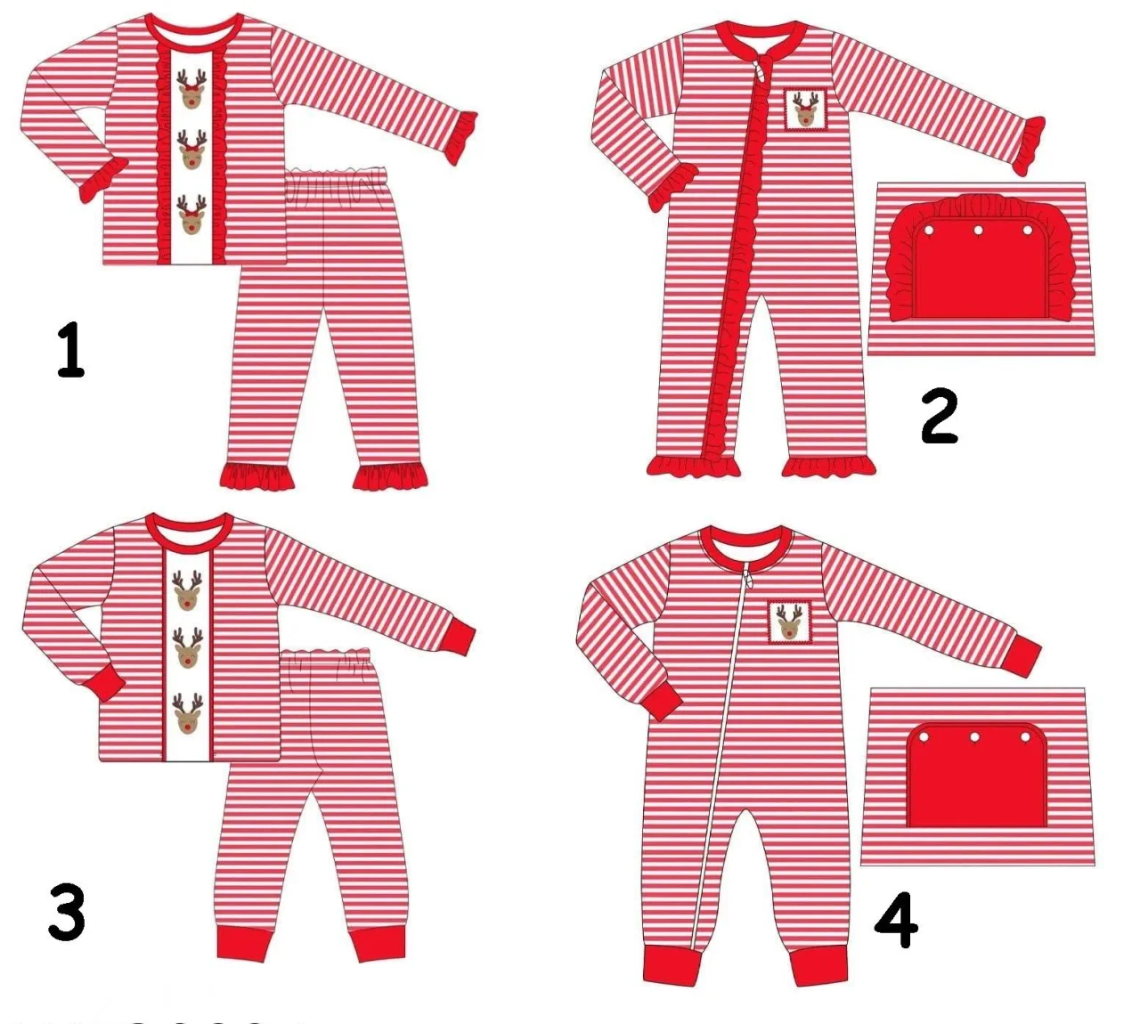 

Hot selling children's clothing girls baby striped pajamas red newborn little girl pajamas for 3-8 years old pjs
