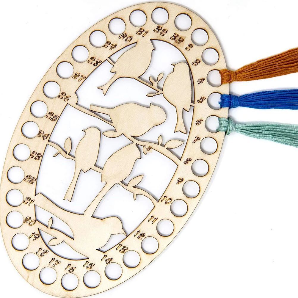 4pcs Wooden Embroidery Floss Organizer Cross Stitch Holder Compact Sewing Thread Storage Plate Hollow Design Heart Shape Thread