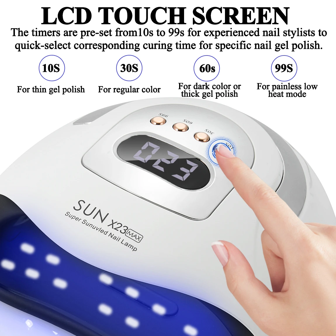 SUN X23 MAX Lampada a LED UV per unghie 81 LED per manicure professionale Smalto gel per unghie ad asciugatura rapida con schermo LCD Lampada per unghie UV a LED