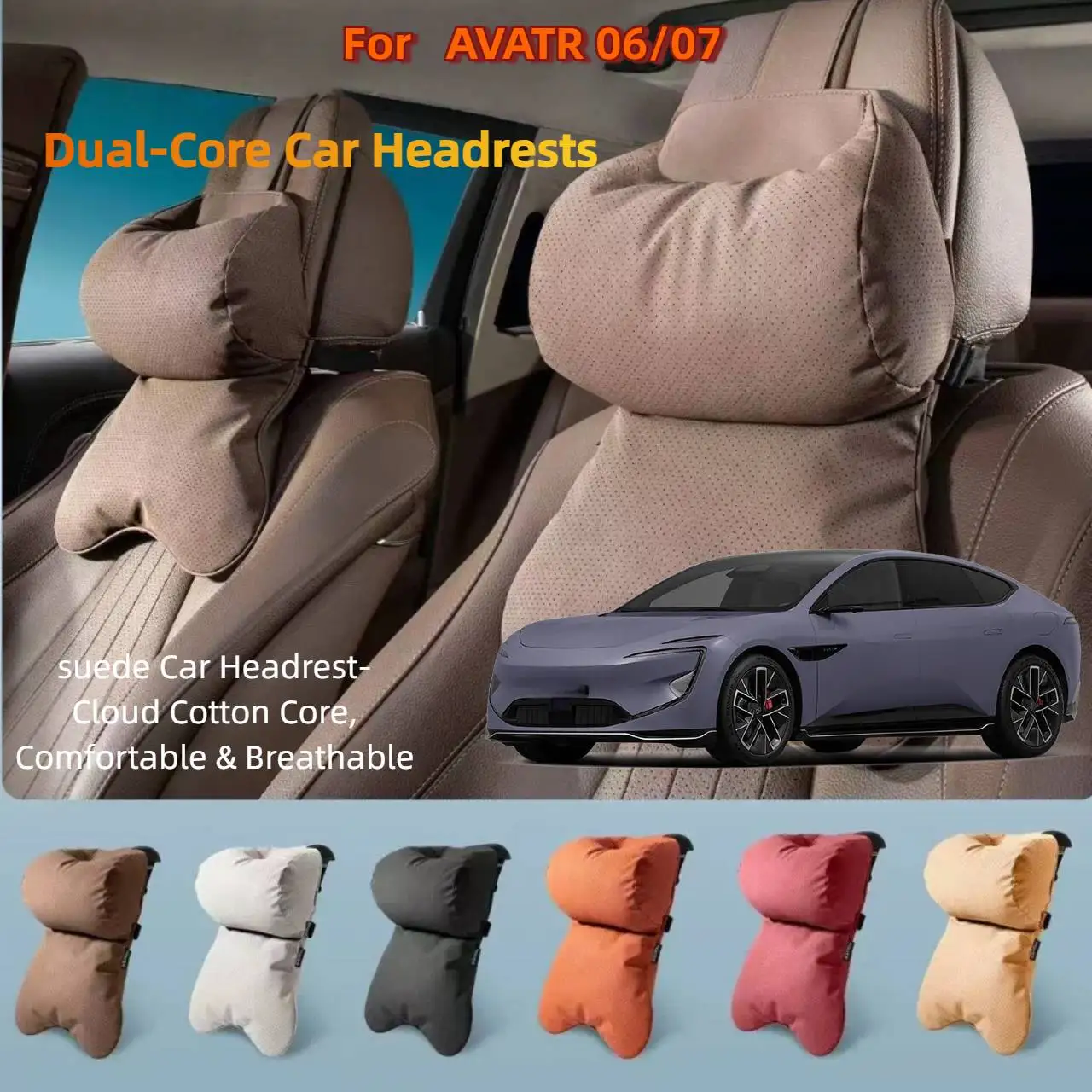 Dual-Layer Breathable Car Headrest For AVATR 06/07  Double Layer Neck Shoulder Support 4 Seasons Univers