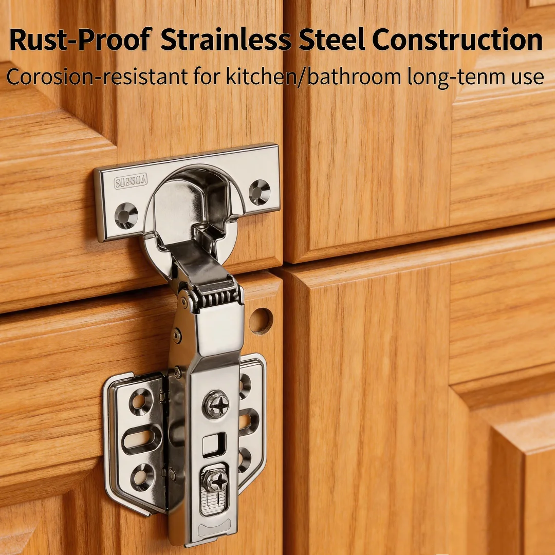 2Pcs Cold Rolled Steel Hydraulic Cabinet Door Hinges Soft Close Damper Buffer Furniture Hardware for Kitchen Cupboards