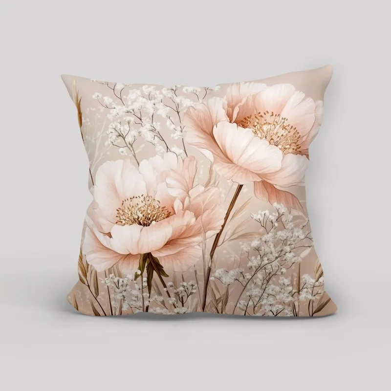 1/4pcs Floral Printed Pillowcases with Peonies Sofa cushion cover home bedroom room decoration