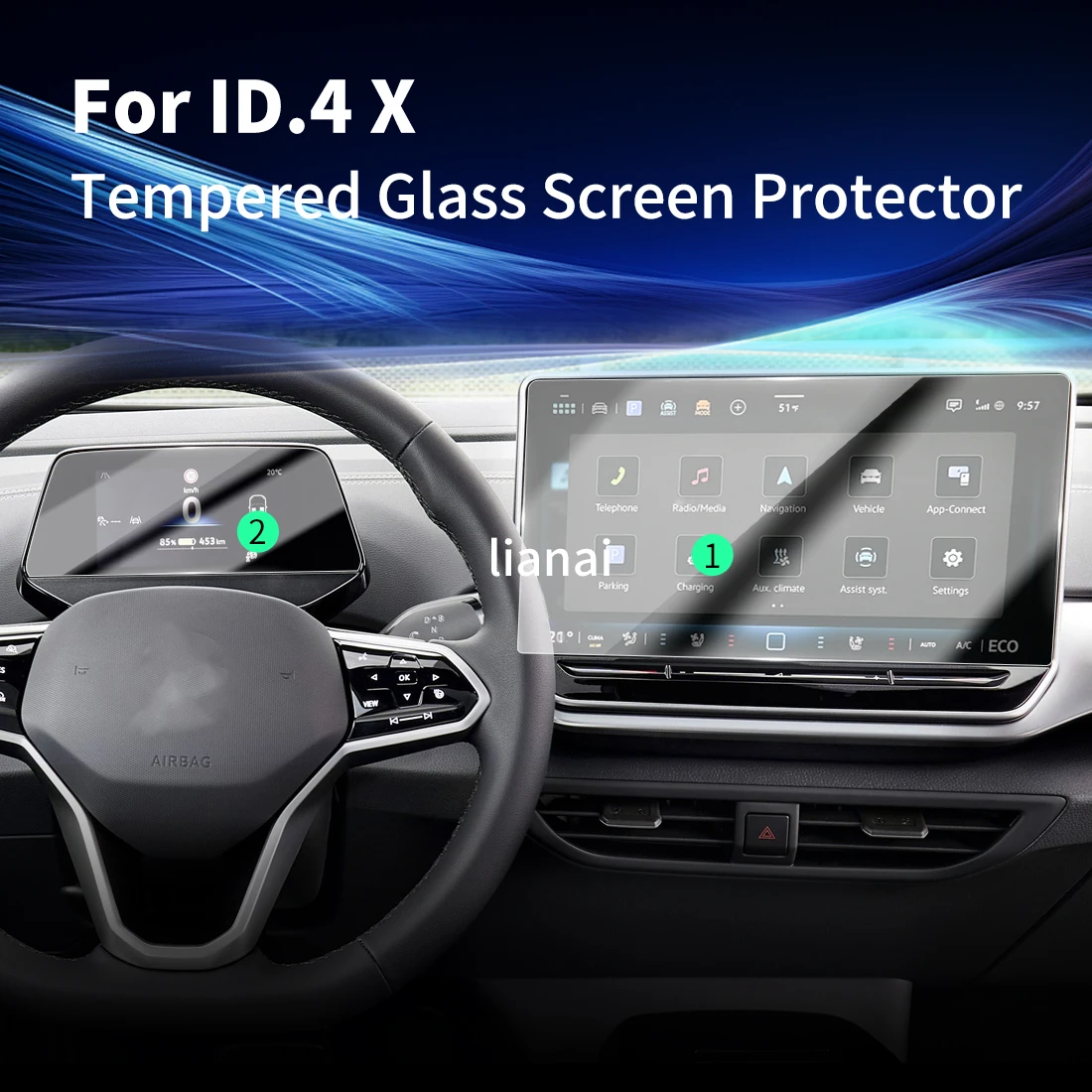 

Защитная пленка Carplay для экрана, закаленное стекло, защитная пленка, защита навигатора, автомобильные наклейки, аксессуары для VW ID4x 2024