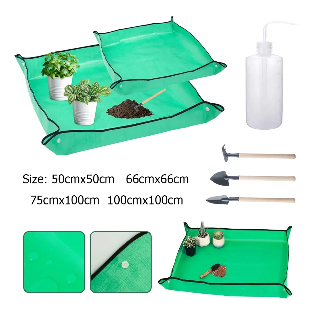 1set 50-100cm Foldable Planting Mat,Waterproof Garden Potting Pad for Plant Repotting, Transplanting Flower Potting Mat,Reusable