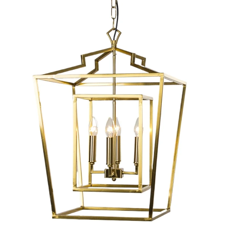 American simple retro wrought iron chandelier, dining room art lamp, living room lamp, villa