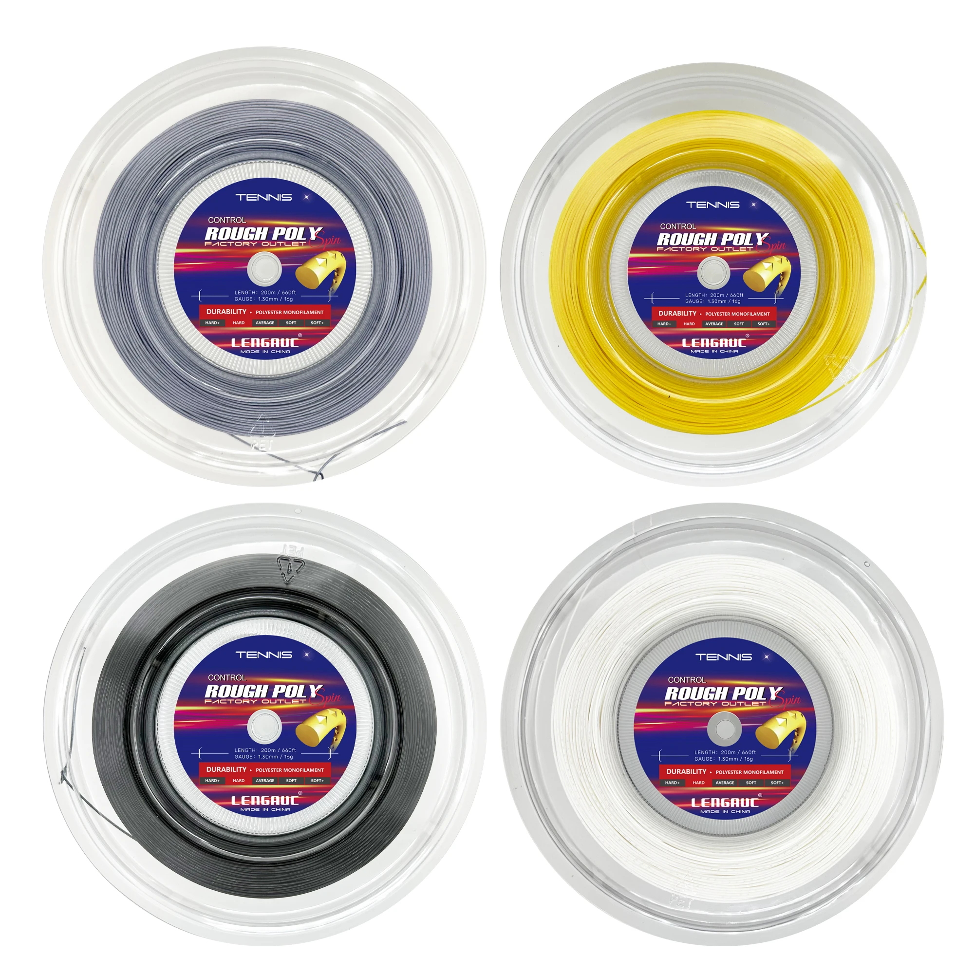 1 بكرة دوارة خشنة متينة 1.30 مم سلسلة مضرب تنس 200 متر سلسلة بكرة/أوتار تنس من البوليستر