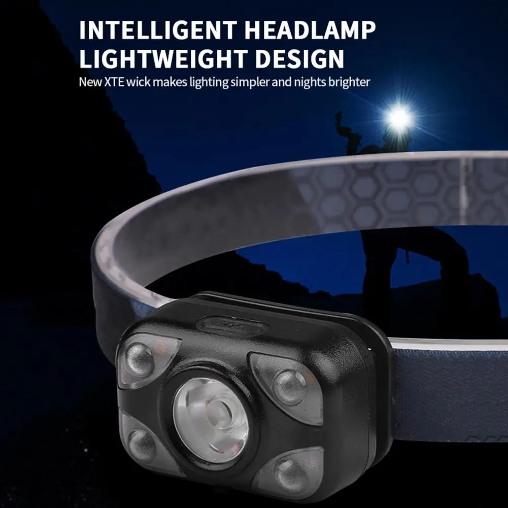 Safety Light Waterproof Rechargeable Led Headlamp with Motion Sensor Bright Camping Gear for Multiple Modes Camping Headlamp