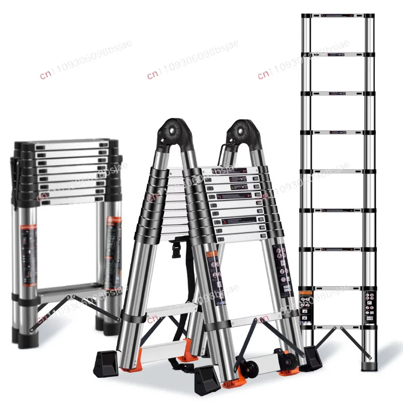 Stainless steel telescopic ladder multi-functional herringbone ladder folding ladder bamboo joint lifting stairs