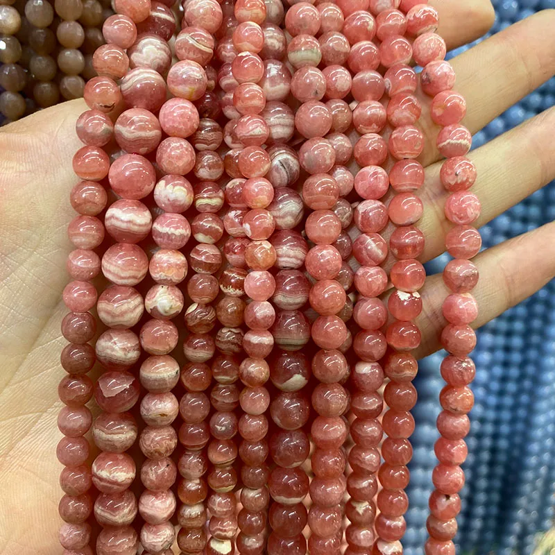 6-12MM Genuine Gemstone Argentina Rhodochrosite Minerals Healing Power Wholesale Natural Stone Beads For Jewelry Making DIY