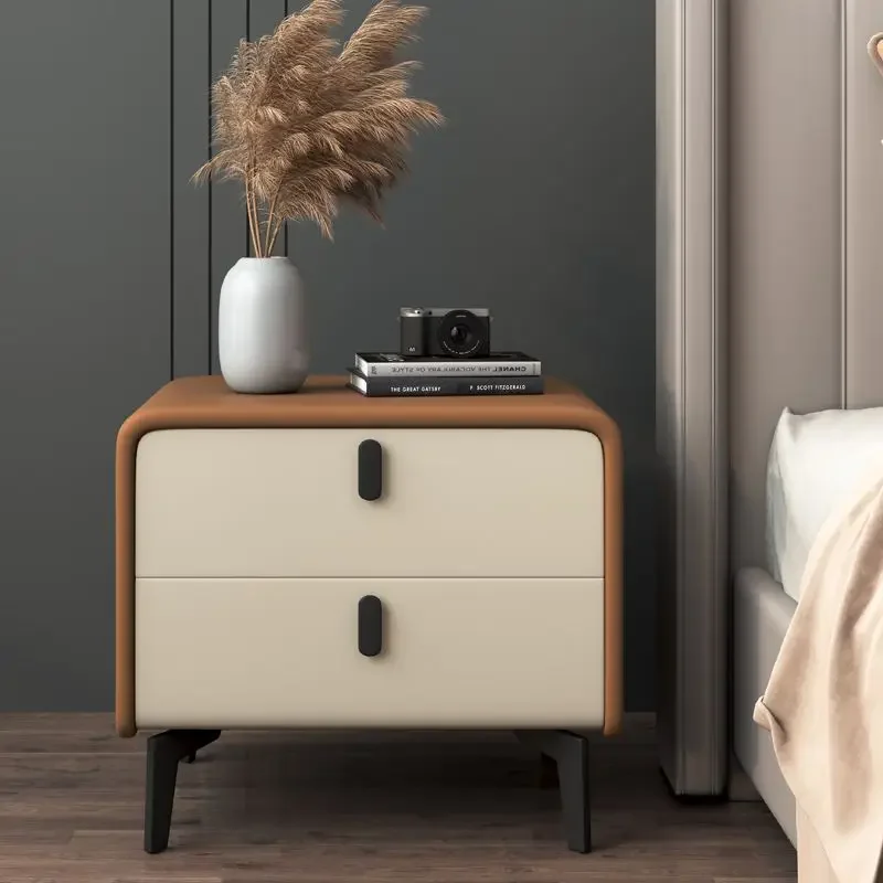 YF Bedside Table Soft Bag Cream Simple Modern Small Bedroom Rock Slab Bedside Table Leather Storage Locker Free Security