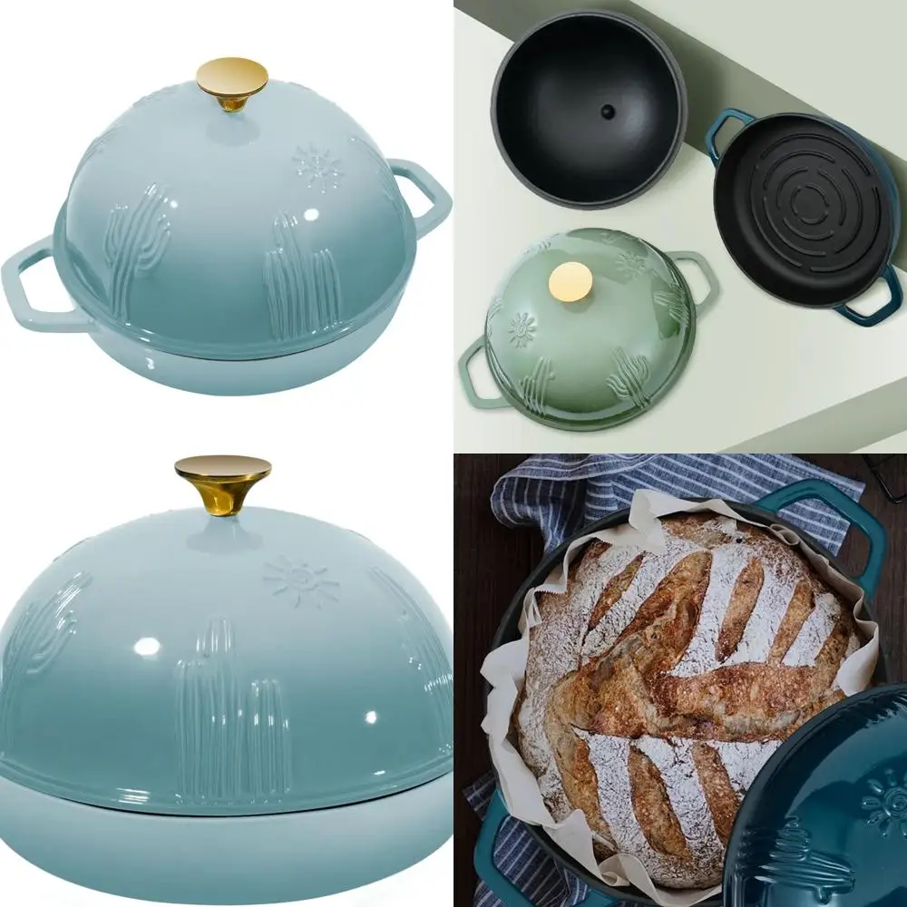 

Enameled Cast Iron Bread Oven with Cloche Lid - 5-Quart Dutch Oven for Sourdough Baking
